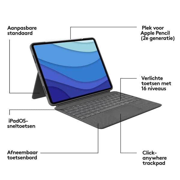 Logitech Combo Touch Grey Smart Connector QWERTZ Tysk