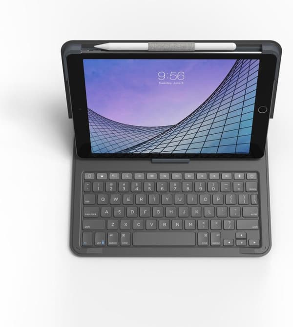 ZAGG Messenger Folio 2 - tastatur og folio-etui - Bluetooth - QWERTZ - Tysk - kultastatur, trækulshylster - til Apple 10,2" iPad (7. generation, 8. ge