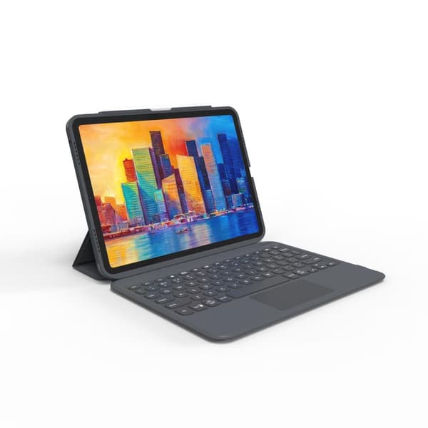 ZAGG Pro Keys - tangentbord och foliofodral - med styrplatta - bakgrundsbelyst - Bluetooth - QWERTZ - Tyska - svart/grå tangentbord, svart/grå skal -