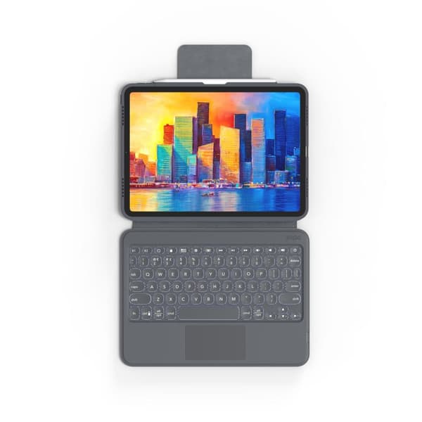 ZAGG Pro Keys - tangentbord och foliofodral - med styrplatta - bakgrundsbelyst - Bluetooth - QWERTZ - Tyska - svart/grå tangentbord, svart/grå skal -