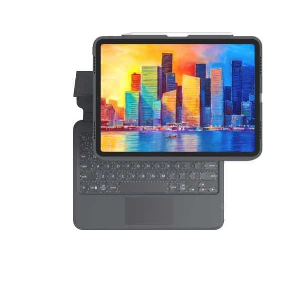 ZAGG Pro Keys - tangentbord och foliofodral - med styrplatta - bakgrundsbelyst - Bluetooth - QWERTZ - Tyska - svart/grå tangentbord, svart/grå skal -
