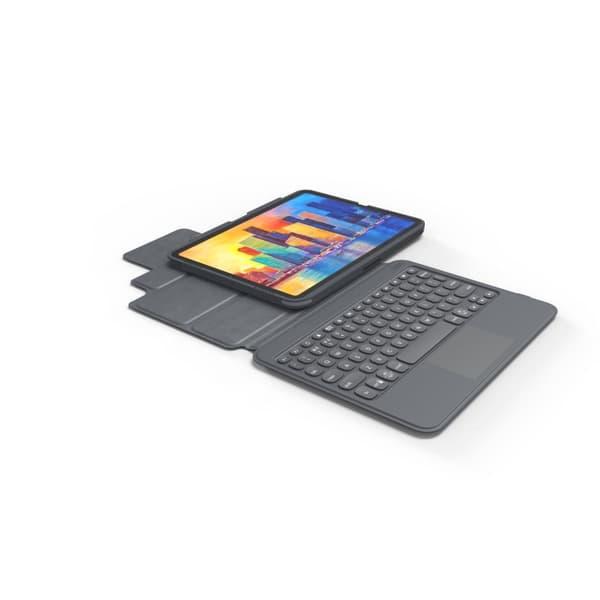 ZAGG Pro Keys - tangentbord och foliofodral - med styrplatta - bakgrundsbelyst - Bluetooth - QWERTZ - Tyska - svart/grå tangentbord, svart/grå skal -