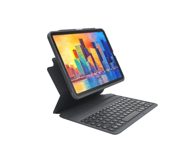 ZAGG Pro Keys - näppäimistö ja foliokotelo - taustavalaistu - Bluetooth - QWERTZ - saksalainen - musta/harmaa näppäimistö, musta/harmaa kotelo - Apple