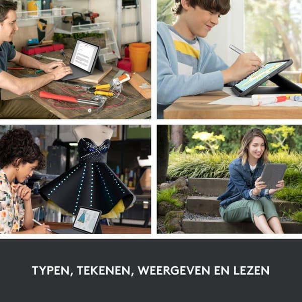 Logitech Rugged Folio - Tastatur og folio-etui - Apple Smart-stik - QWERTY - GB - Grafit (920-011206)