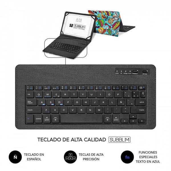 Subblim Tangentbordskåpa Keytab Pro Bluetooth Universal Up To 10.1´´ Blå