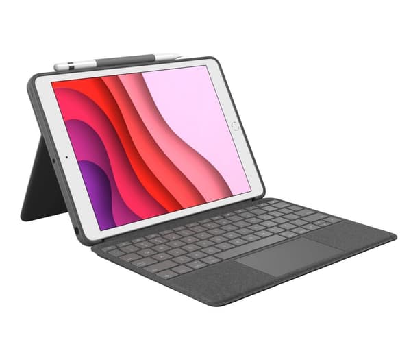 Logitech Combo Touch - tangentbord och foliofodral - med styrplatta - bakgrundsbelyst - Apple Smart-kontakt - Storbritannien engelska - Grafit - för A