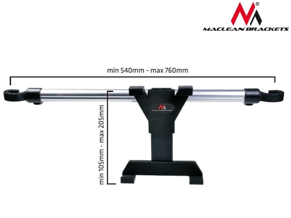 Macleanin autotablettiteline, niskatukeen kiinnitettävä, yleismallinen, 7-10.1'', MC-657