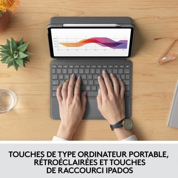 Logitech Folio Touch-tangentbord för surfplattor för iPad Air (M2 och M3) (4:e och 5:e generationen)