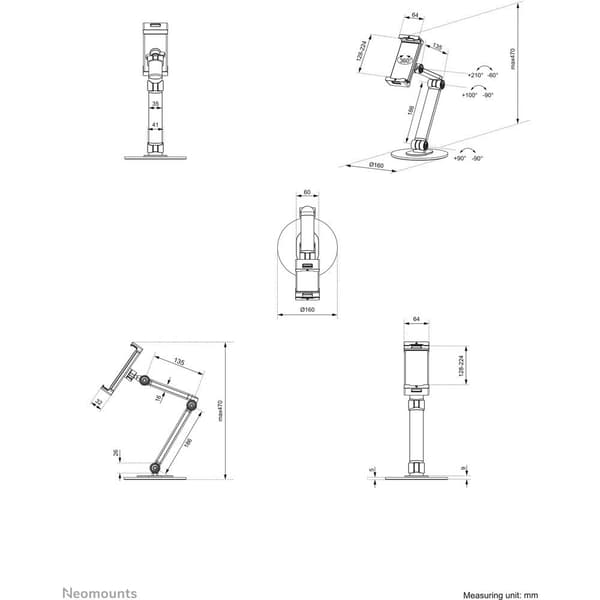 Neomounts DS15-550BL1 Stativ för surfplatta Universell 12,4 cm (4,9) - 32 cm (12,6)