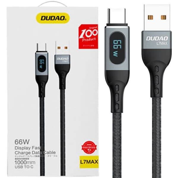 Dudao USB - USB Type C-kabel hurtiglader PD 66W 1m svart (L7Max)