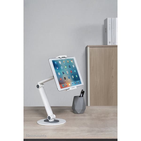 Neomounts by Newstar -yleismallinen tablet-teline nivelvarrella 4,7" - 12,9" tableteille, valkoinen