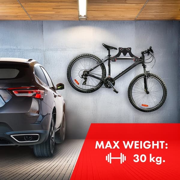 Maclean MC-449 Cykelväggfäste i stål Maxbelastning 30 kg Cykelhängare för väggförvaring