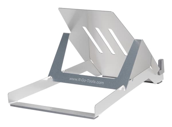 R-Go Riser Basic - Notebook-stativ - ergonomisk, foldbar og justerbar, AGR-certificeret, let Hylite Aluminum - 55,9 cm - 10" - 22" - Sølv