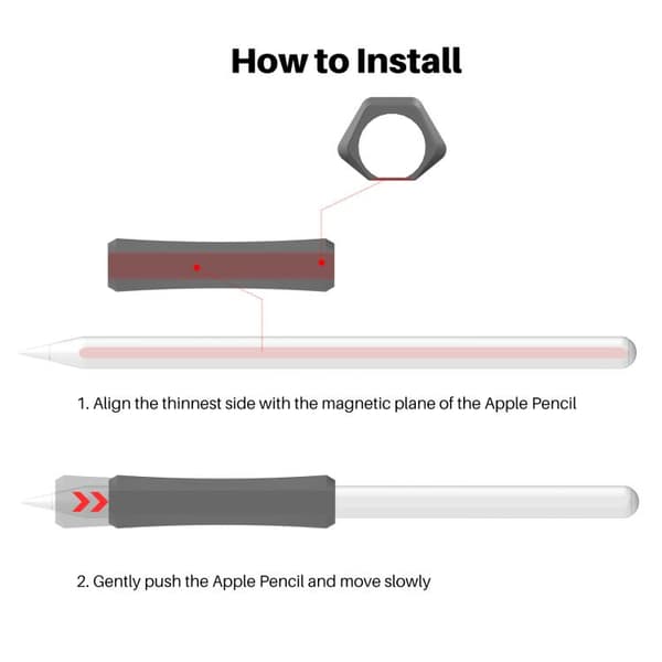 Gripevennlig silikonbeskyttelse til Apple Pencil 2 / Pro