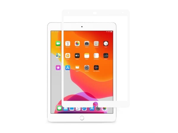Moshi iVisor - Skjermbeskyttelse for nettbrett - rammefarge hvit - for Apple 10.2-inch iPad (7. generasjon, 8. generasjon, 9. generasjon)