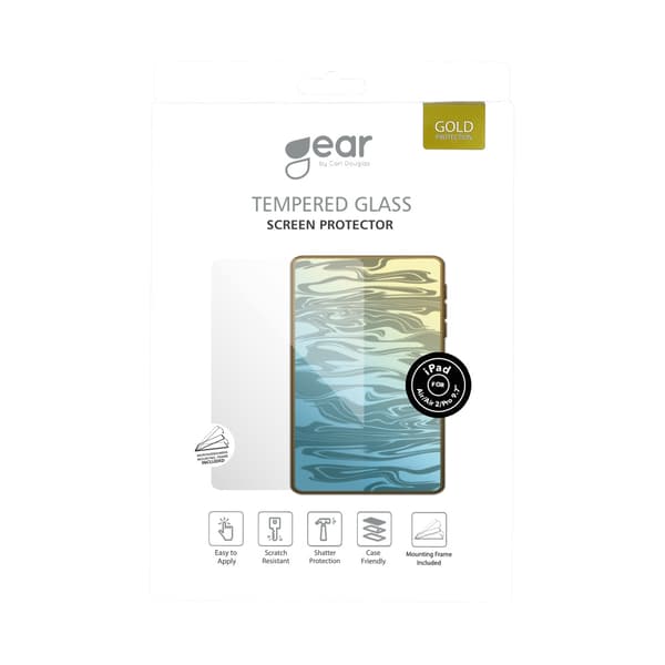 GEAR Glass Prot. Flat Case Friendly 2.5D GOLD iPad 2017/2018/Air/Air2/Pro 9,7"