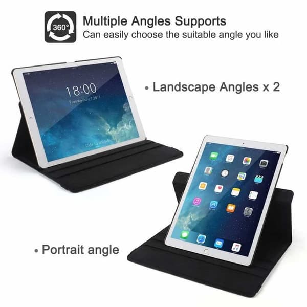 iPad 7/8 10.2 "360 ° smart skallveske sak PU skinn svart