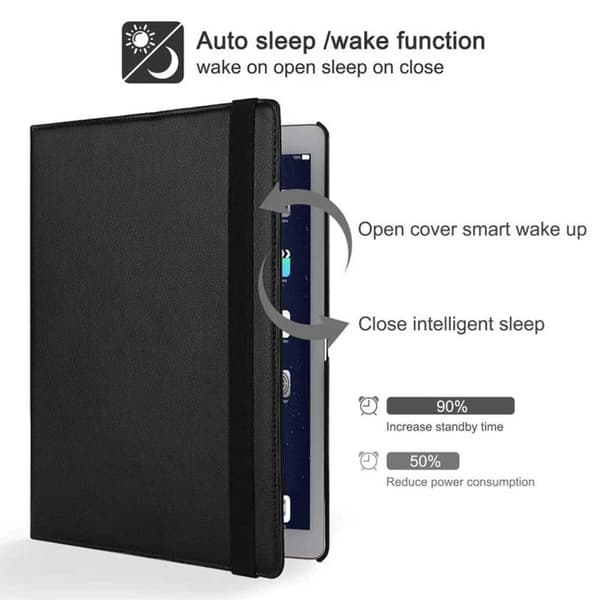 iPad Air 4/5 10,9 "360 ° Smart Shell -kotelo PU Nahka musta