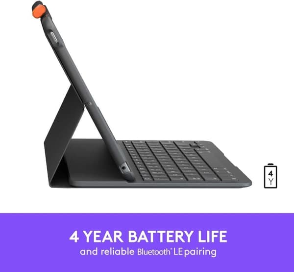 Logitech Slim Folio – iPad Air (3. sukupolvi) -näppäimistökotelo, jossa on sisäänrakennettu langaton näppäimistö ja Bluetooth