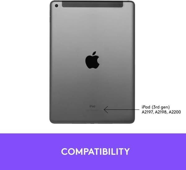 Logitech Slim Folio – iPad Air (3. sukupolvi) -näppäimistökotelo, jossa on sisäänrakennettu langaton näppäimistö ja Bluetooth