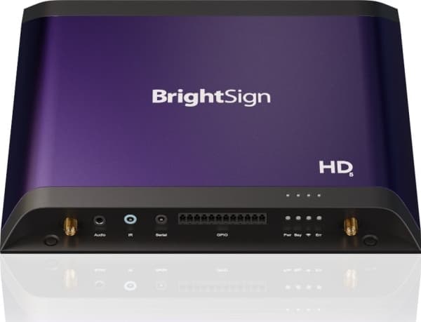 BrightSign HD1025, musta, violetti, M2TS, MKV, MOV, MP4, TS, VOB, BMP, JPEG, PNG, H.264, H.265, AAC, MP2, MP3, WAV, 4K Ultra HD, 4K Ultra HD