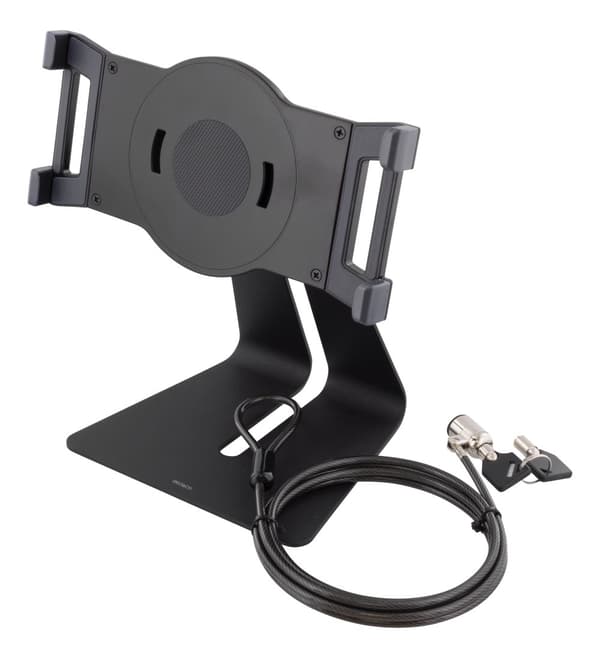 Universal tablet desk stand, wire lock, 360 rotation, black