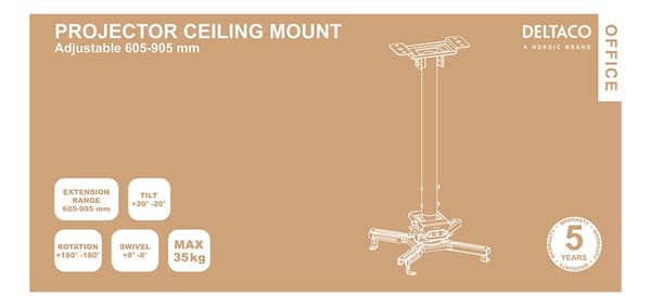Projector mount flat/inclined ceilings tilt swivel 35kg