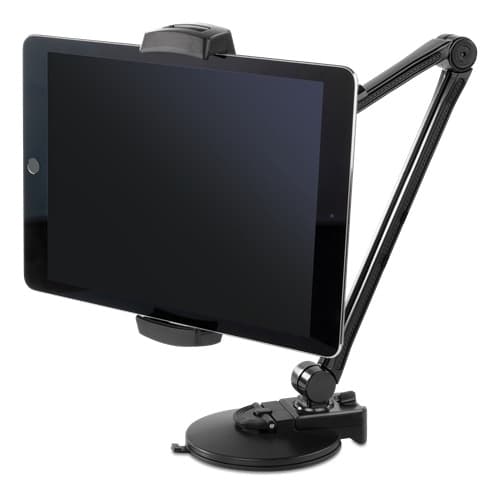 DELTACO 2-in-1 smartphone/tablet stand, suction cup, clamp, black