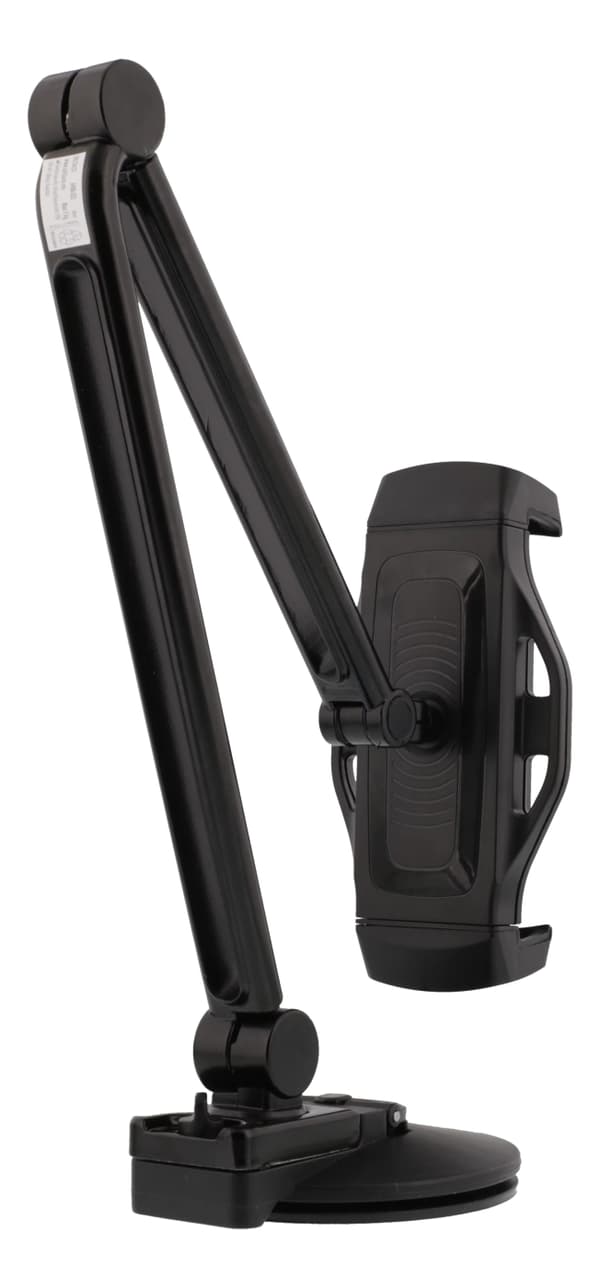 DELTACO 2-in-1 smartphone/tablet stand, suction cup, clamp, black