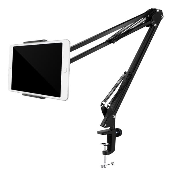 DELTACO Stativ för smartphones & surfplattor 4"-12.9", c-clamp, 360°