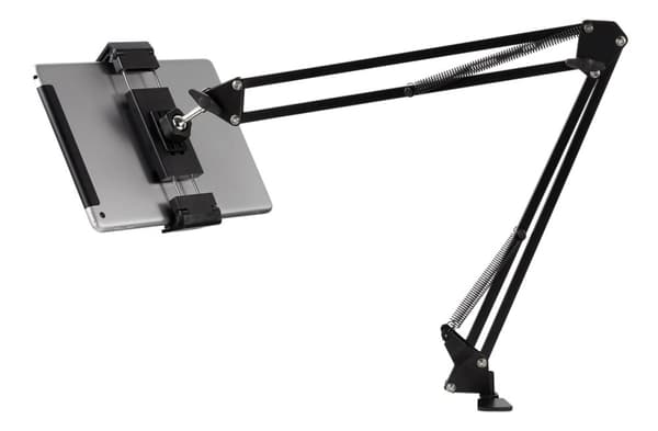 DELTACO Stativ för smartphones & surfplattor 4"-12.9", c-clamp, 360°