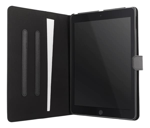 DELTACO iPad 9,7" 2017/2018-etui, vegansk lær, dvale/våkne, stativ