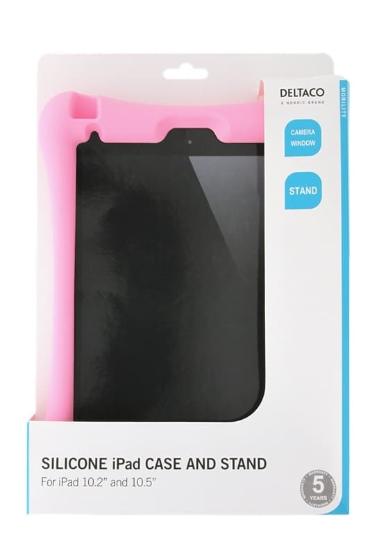 DELTACO Silikone cover til 10,2 "-10,5" iPads, stander, pink