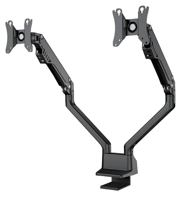 Neomounts FPMA-D750DBLACK2/Držák displeje/na stůl/10-32"/svorka/VESA 100X100/nosn. 2x8kg/plynový píst/2 displeje/černý