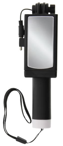 Selfiepinne, med 3,5 mm kabel, svart