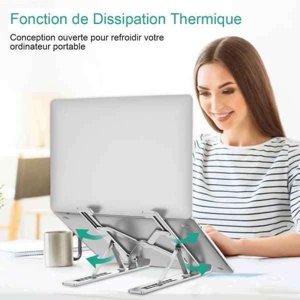 Ventilerat bärbar stativ, bärbar datorstativ i aluminium, justerbar bärbar datorstativ, för MacBook, surfplatta, andra bärbara datorer (1