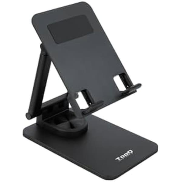 TOOQ PH-Hermes-Halley - Justerbar hållare för mobiltelefon eller surfplatta upp till 12,9", hopfällbar, 360° rotation, svart Svart