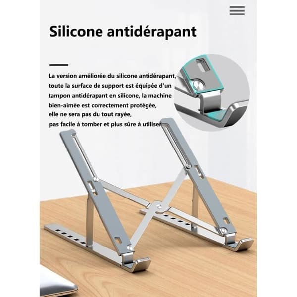 Justerbart stativ för bärbar dator, ventilerad aluminiumkylare, kompatibel med alla bärbara datorer, hopfällbar