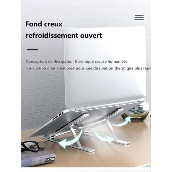 Justerbart stativ för bärbar dator, ventilerad aluminiumkylare, kompatibel med alla bärbara datorer, hopfällbar