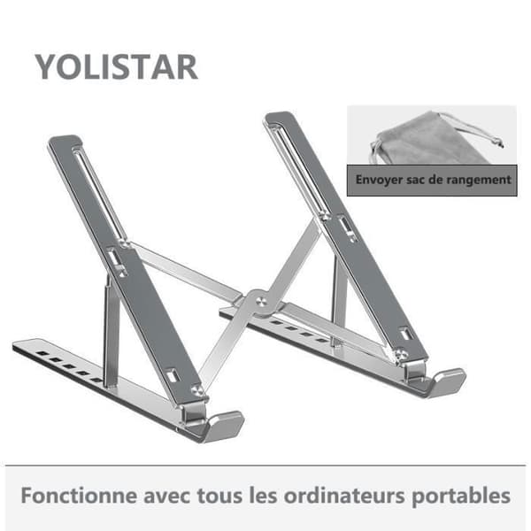 Justerbart stativ för bärbar dator, ventilerad aluminiumkylare, kompatibel med alla bärbara datorer, hopfällbar