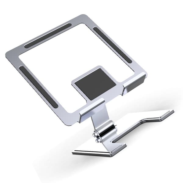 INF Sammenleggbar nettbrettholder i metall, justerbar iPad-holder til skrivebord med 360° rotasjon