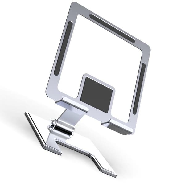 INF Sammenleggbar nettbrettholder i metall, justerbar iPad-holder til skrivebord med 360° rotasjon