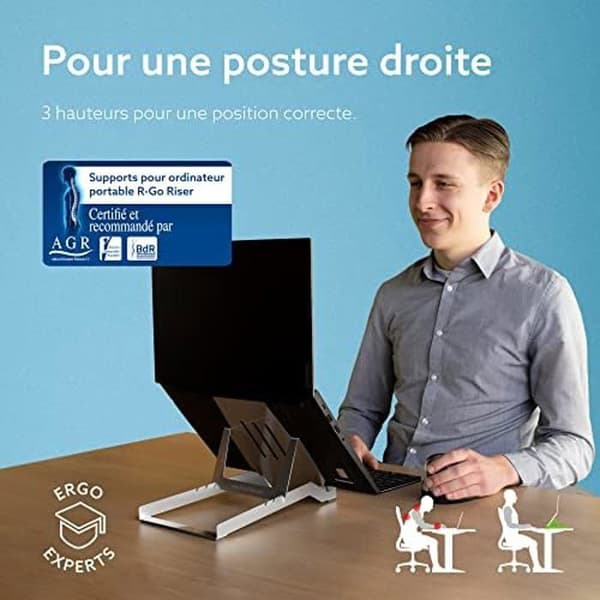 Laptopstöd - R-GO TOOLS - Aluminium - Justerbar - Ergonomisk - Lätt och hopfällbar