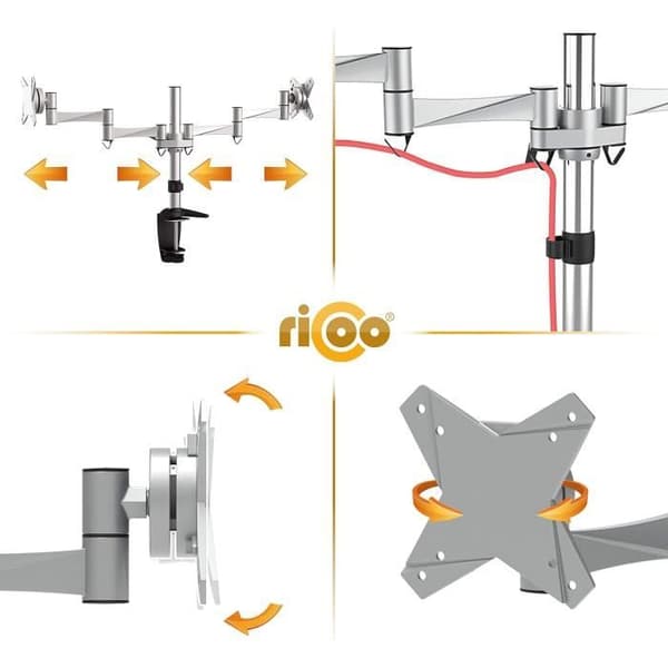 Stöd PC 2 Skärmar TS3311 Vridbar Lutande Ledad Arm Skärm Monitor 13-26 33-66cm Bordsfäste VESA RICOO