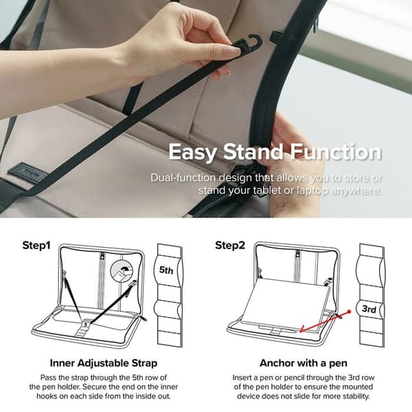 Ringke - Smart Zip Pouch för tablet / bärbar dator (upp till 13 tum) - Ljus beige