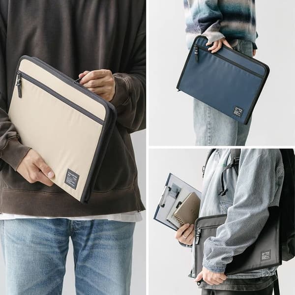 Ringke - Smart Zip Pouch för tablet / bärbar dator (upp till 13 tum) - Ljus beige