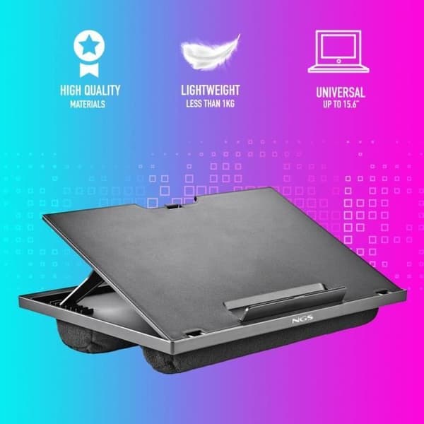 NGS LAPNEST - Multifunktionellt och ergonomiskt stativ för bärbara datorer upp till 15,6" med vadderad bas.