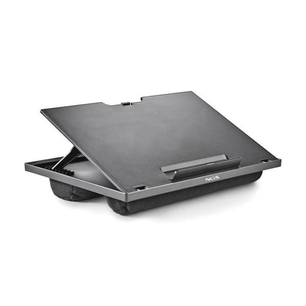 NGS LAPNEST - Multifunktionellt och ergonomiskt stativ för bärbara datorer upp till 15,6" med vadderad bas. Svart