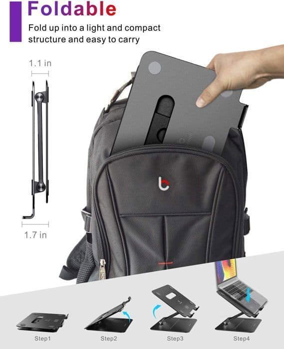 Stöd Laptop Ställ brocoon Justerbart PC Tabletställ för MacBook Passar för 10 till 17 Tum, Svart