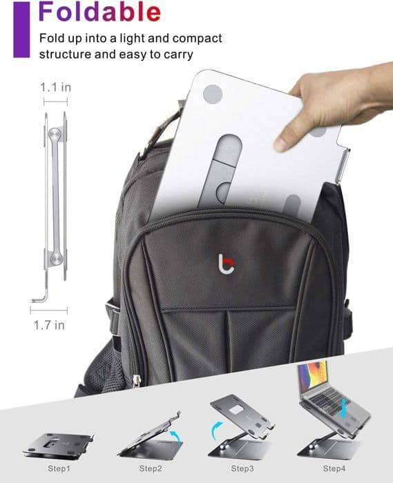 Stöd Laptop Ställ brocoon Justerbart PC Tabletstöd för MacBook Passar 10 till 17 Tum, Silver